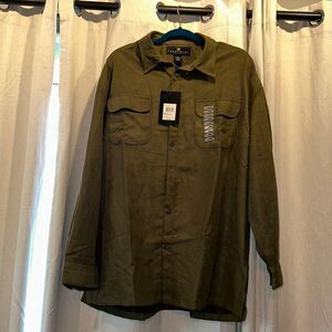 Dark Olive Long Sleeve Button Up Shirt